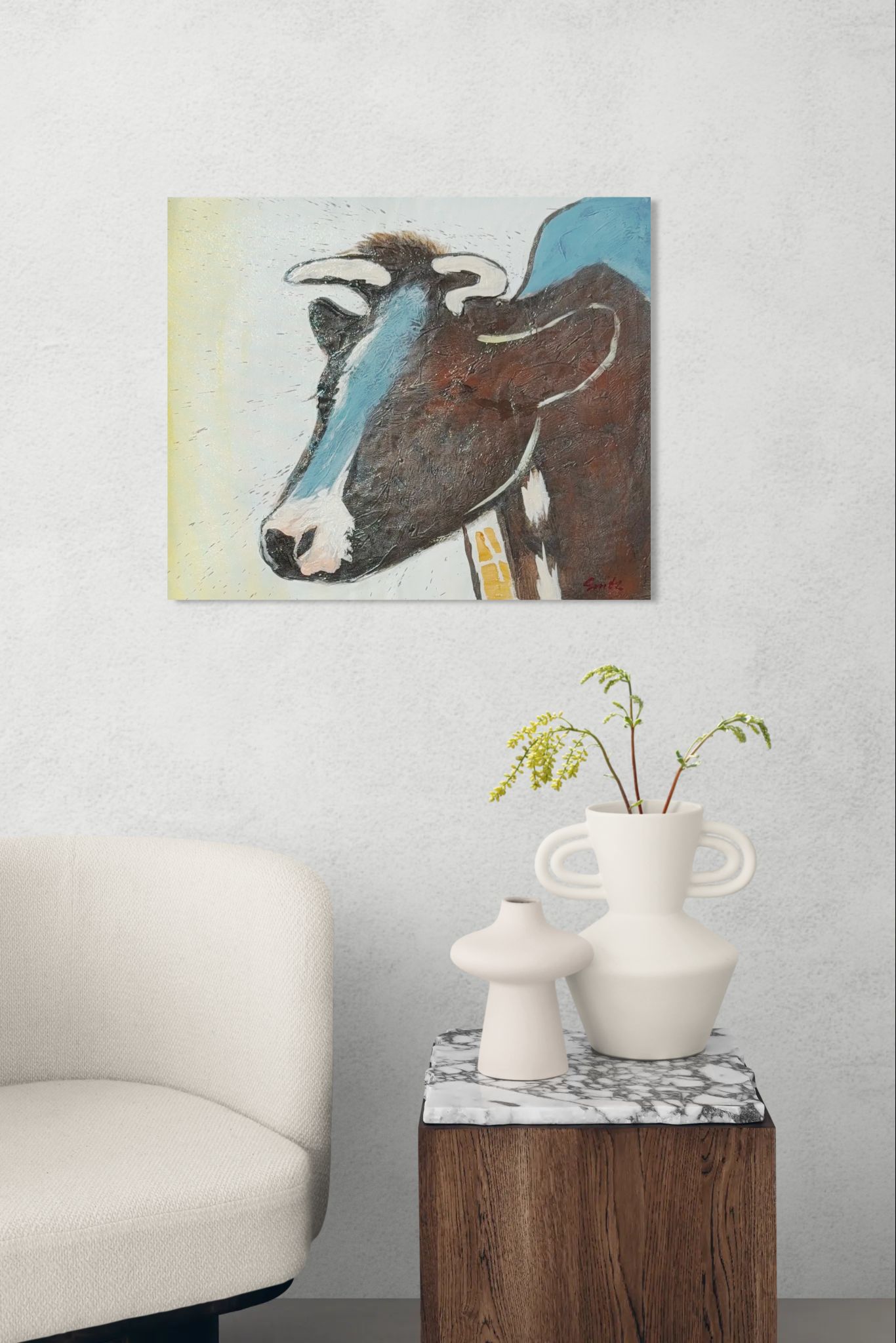 Blaue Kuh im Morgenlicht