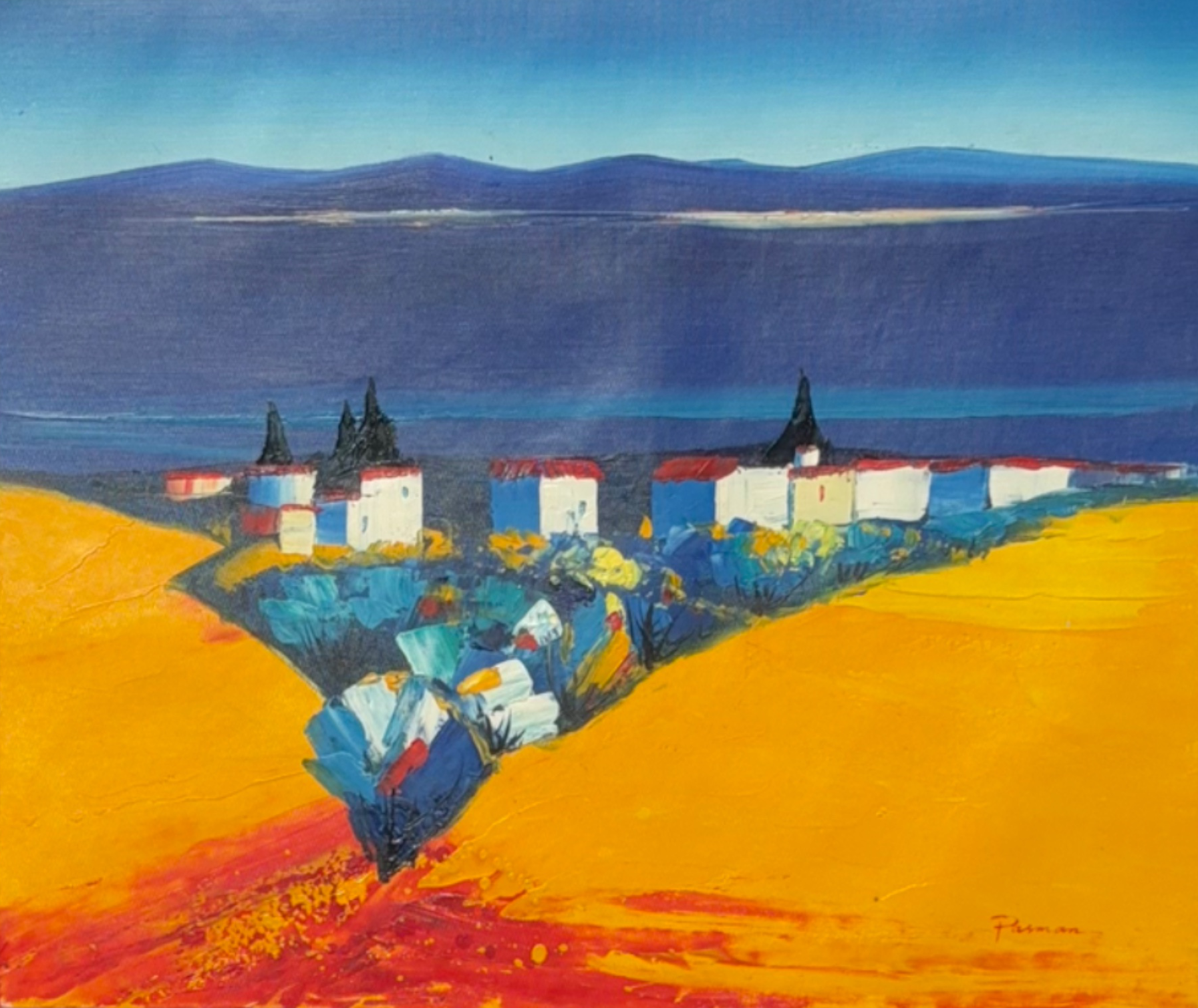 Dorf am goldenen Hang